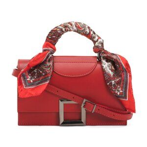 ISADORA Made In Italy Leather Satchel With Square Closure And Scarf